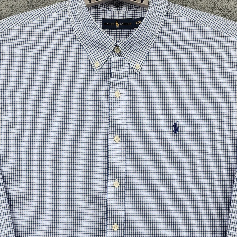 Polo Ralph Lauren Shirt Mens 3XL Blue Gingham Check Pony Button Down Big & Tall